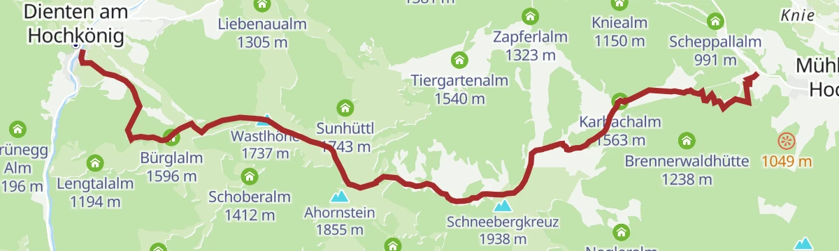Route map: Der Königsweg 3. Etappe (Mühlbach - Dienten)